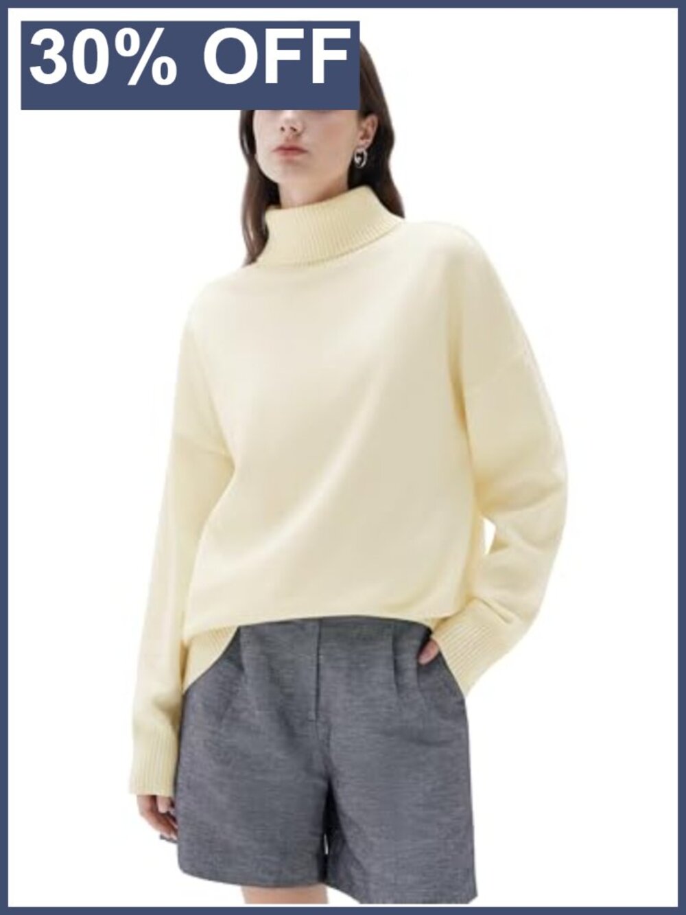 Cashmere Blend Oversized Turtleneck Pullover Sweater Long Sleeve Knit Jumper